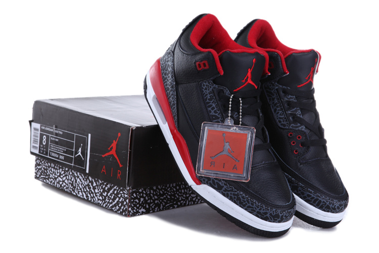 Air Jordan 3 Men Shoes Black/Red Online